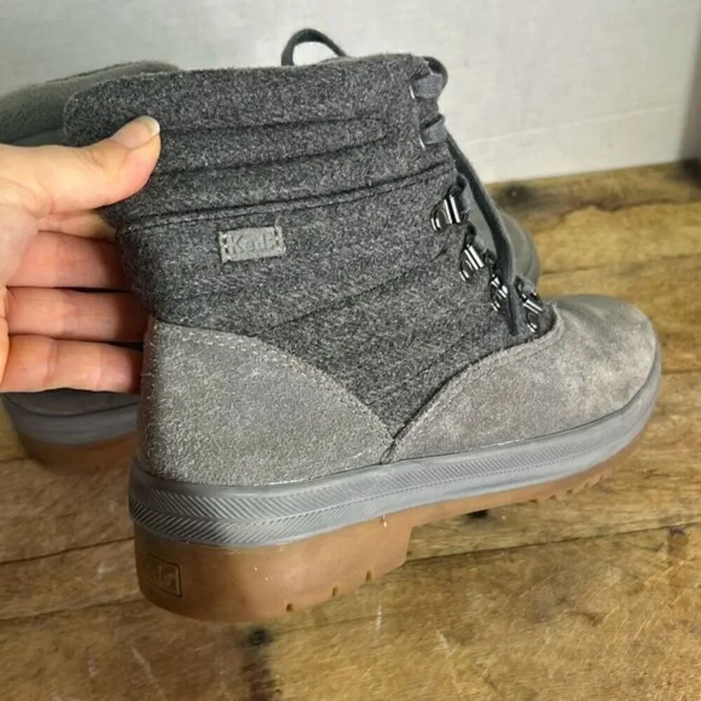 Keds Women's Gray Lace‎ Up Water-Resistant Suede Thinsulate Camp Boots Size 8